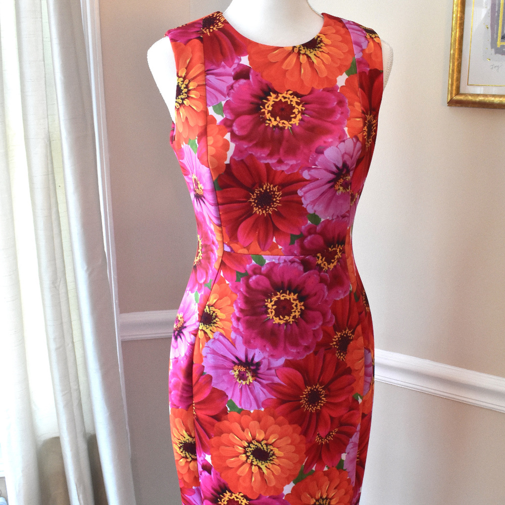 Calvin Klein Scuba Floral Print Dress